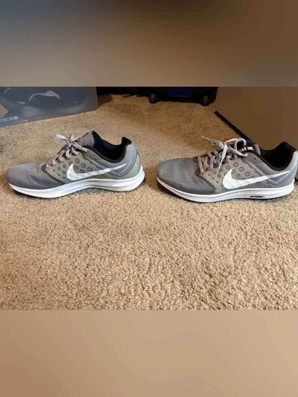 Nike Men’s Gray and White Athletic Running Shoes